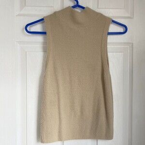Topshop tan sleeveless turtleneck sweater